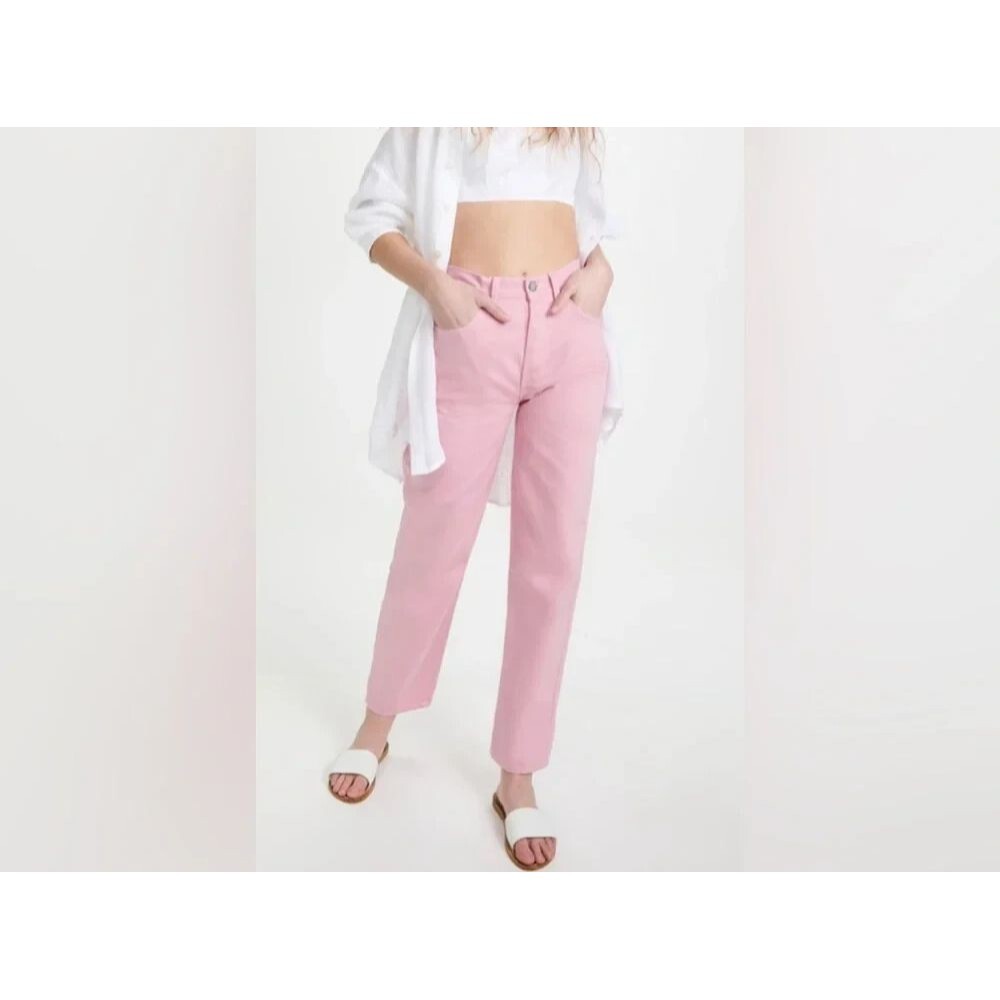 Boyish The Toby High Rise Straight Leg Jeans Pink Waist 29